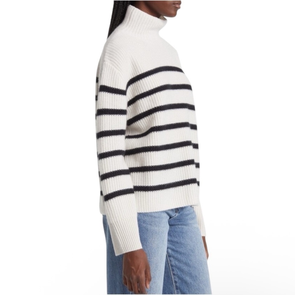 Nordstrom Stripe Cashmere Turtleneck Women’s Sweater Size M - Picture 14 of 15
